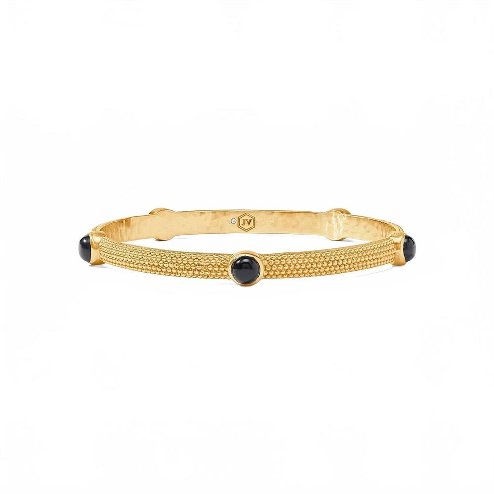 NEW JULIE VOS women's cabochon bangle in obsidian black